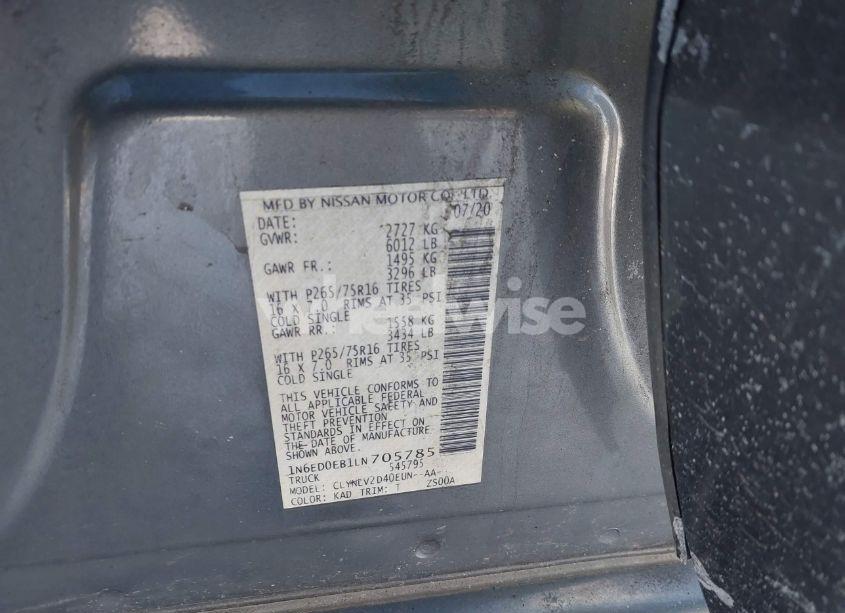 Photo 9 of 2020 Nissan Frontier PRO-4X 4X4 (VIN 1N6ED0EB1LN705785)