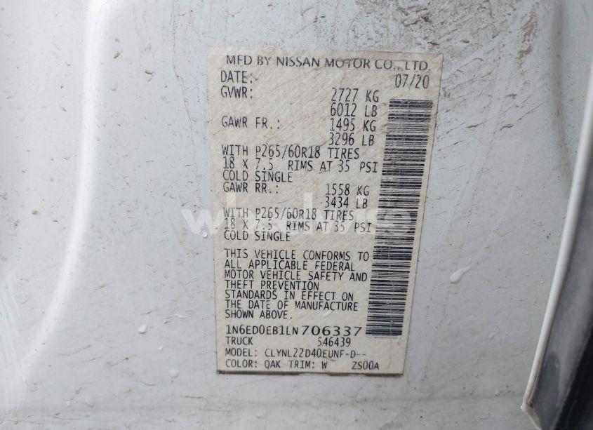 Photo 9 of 2020 Nissan Frontier (VIN 1N6ED0EB1LN706337)