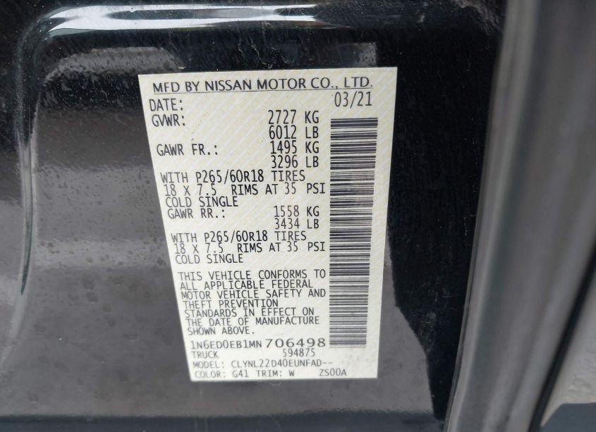 Photo 9 of 2021 Nissan Frontier SV 4X4 (VIN 1N6ED0EB1MN706498)