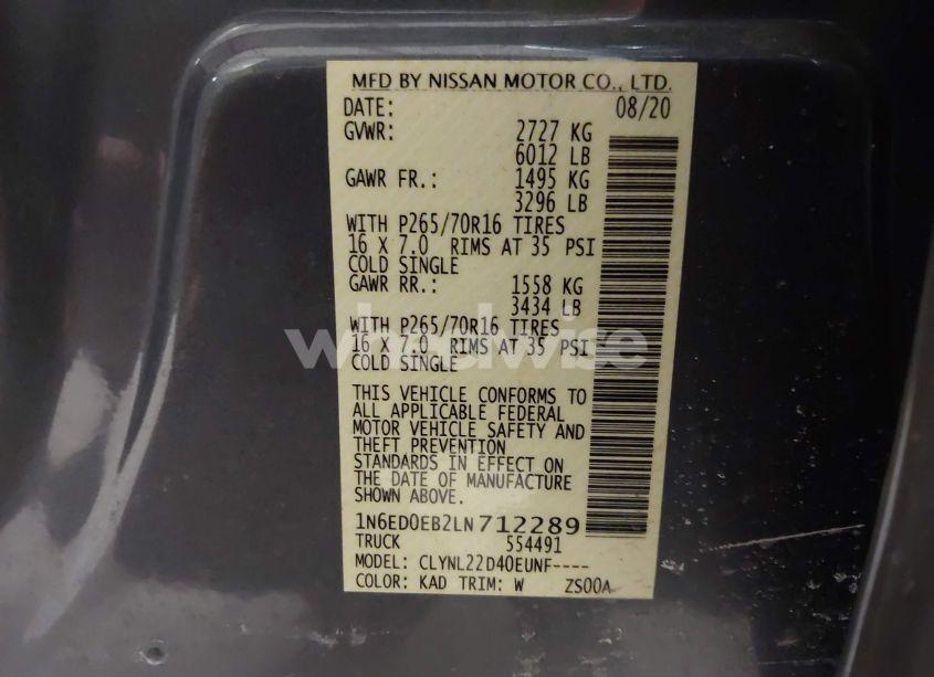 Photo 9 of 2020 Nissan Frontier SV 4X4 (VIN 1N6ED0EB2LN712289)