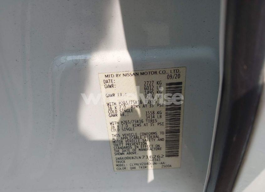 Photo 9 of 2020 Nissan Frontier PRO-4X 4X4 (VIN 1N6ED0EB2LN716262)