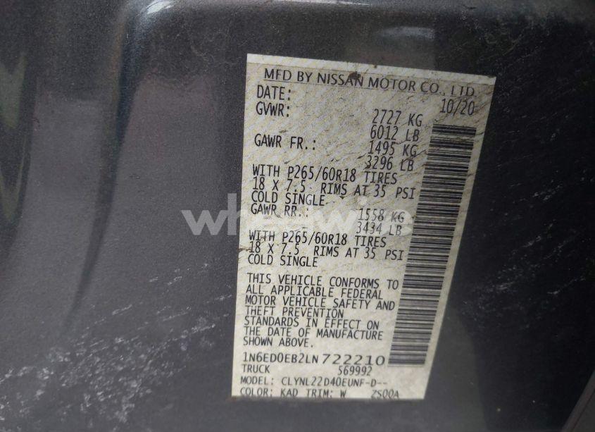 Photo 9 of 2020 Nissan Frontier SV 4X4 (VIN 1N6ED0EB2LN722210)