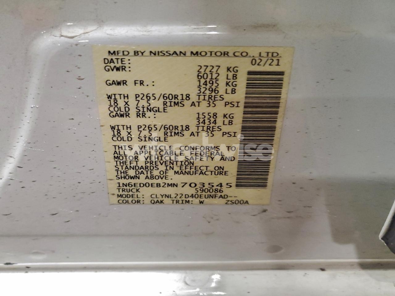 Photo 13 of 2021 NISSAN FRONTIER S (VIN 1N6ED0EB2MN703545)