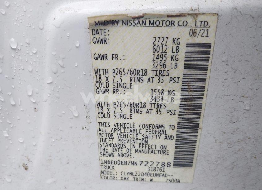 Photo 9 of 2021 Nissan Frontier SV 4X4 (VIN 1N6ED0EB2MN722788)