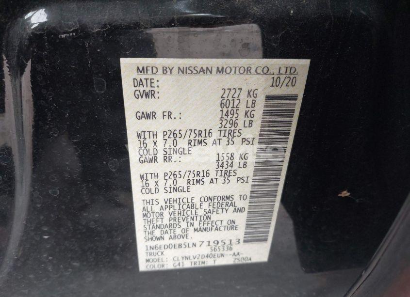 Photo 9 of 2020 Nissan Frontier PRO-4X 4X4 (VIN 1N6ED0EB5LN719513)