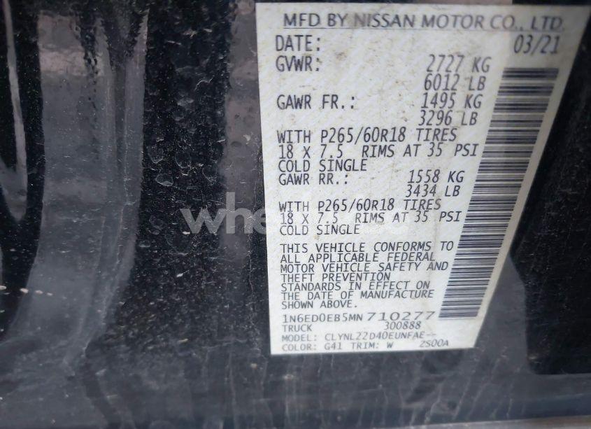 Photo 9 of 2021 Nissan Frontier SV 4X4 (VIN 1N6ED0EB5MN710277)