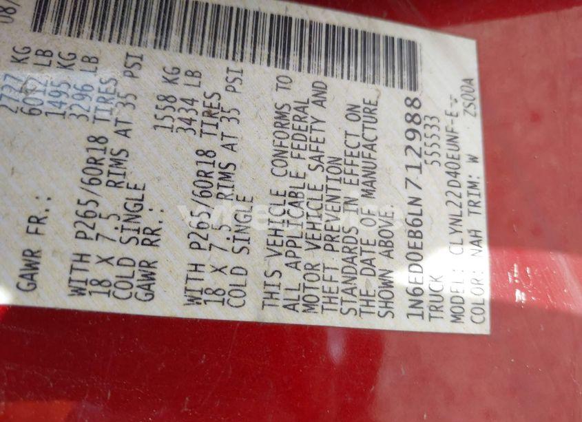 Photo 9 of 2020 Nissan Frontier SV 4X4 (VIN 1N6ED0EB6LN712988)