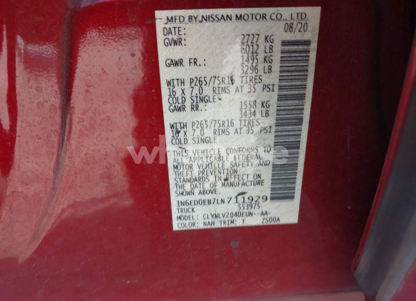 Photo 9 of 2020 Nissan Frontier PRO-4X 4X4 (VIN 1N6ED0EB7LN711929)