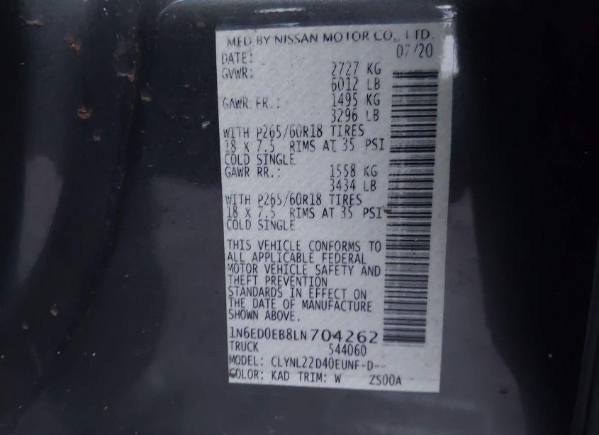 Photo 9 of 2020 Nissan Frontier SV 4X4 (VIN 1N6ED0EB8LN704262)