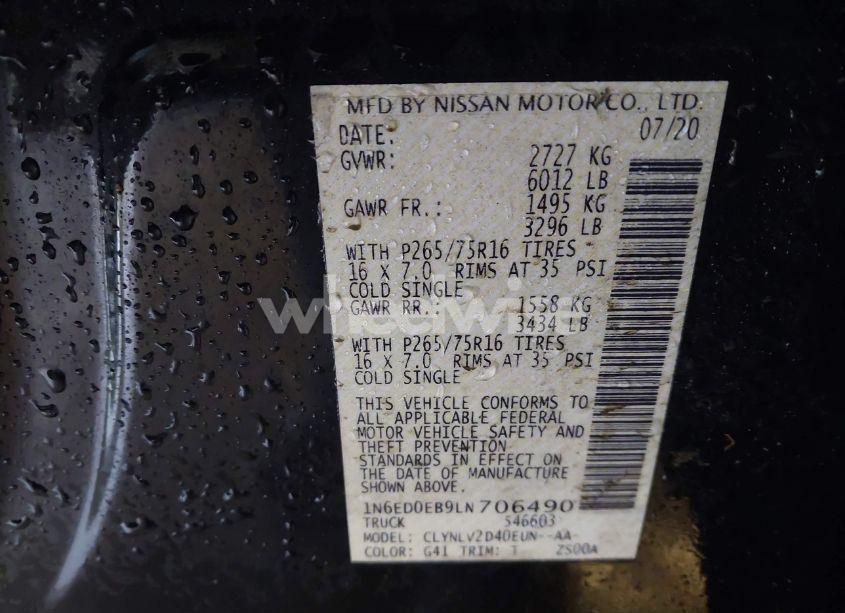 Photo 9 of 2020 Nissan Frontier PRO-4X 4X4 (VIN 1N6ED0EB9LN706490)