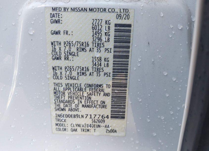 Photo 9 of 2020 Nissan Frontier PRO-4X 4X4 (VIN 1N6ED0EB9LN717764)