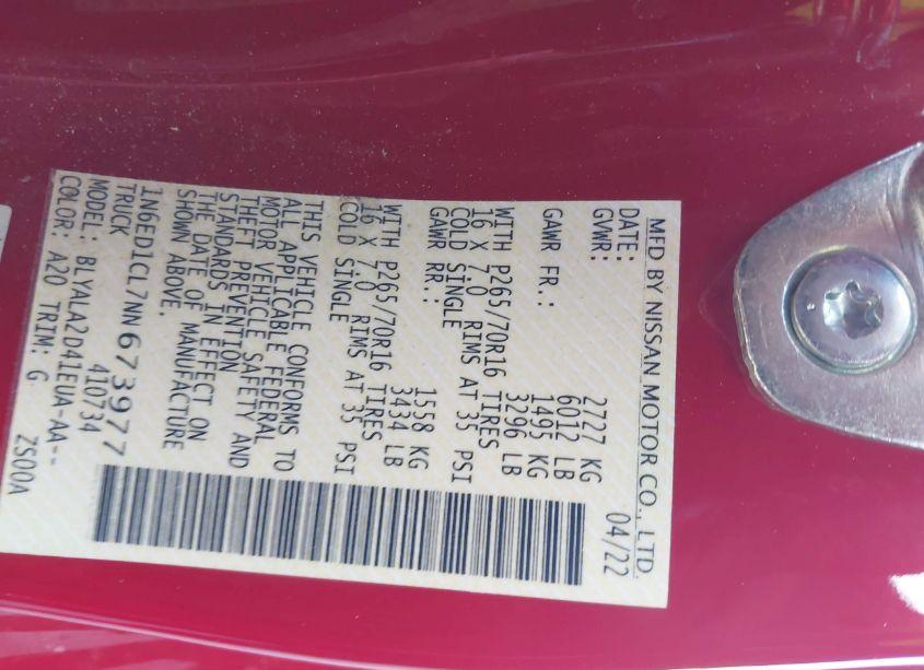 Photo 9 of 2022 Nissan Frontier N/A (VIN 1N6ED1CL7NN673977)