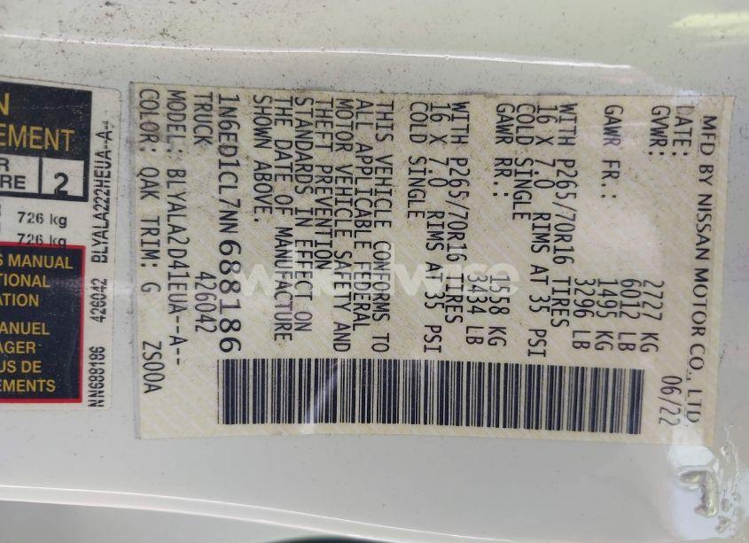 Photo 9 of 2022 Nissan Frontier KING CAB S 4X2 (VIN 1N6ED1CL7NN688186)