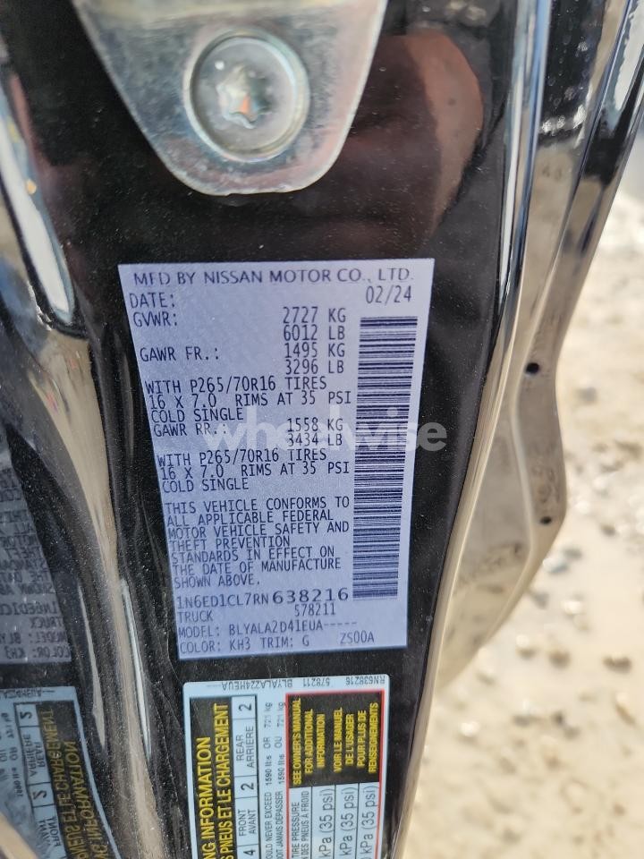 Photo 13 of 2024 NISSAN FRONTIER S (VIN 1N6ED1CL7RN638216)