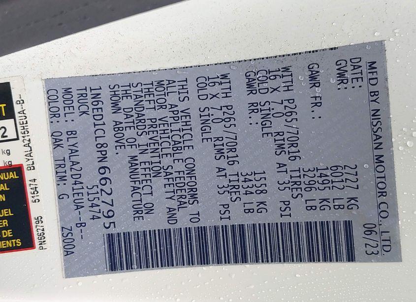 Photo 9 of 2023 Nissan Frontier KING CAB S 4X2 (VIN 1N6ED1CL8PN662795)