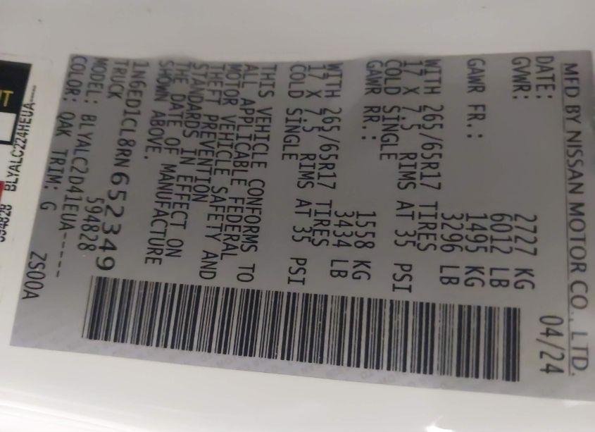 Photo 9 of 2024 Nissan Frontier SV 4X2 (VIN 1N6ED1CL8RN652349)