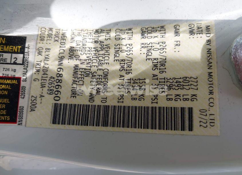 Photo 9 of 2022 Nissan Frontier KING CAB S 4X2 (VIN 1N6ED1CL9NN688660)