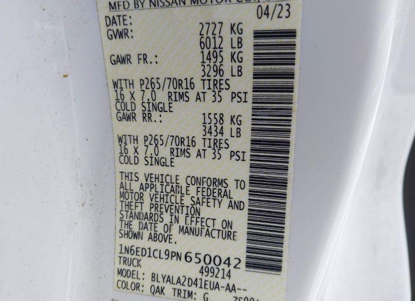 Photo 9 of 2023 Nissan Frontier KING CAB S 4X2 (VIN 1N6ED1CL9PN650042)