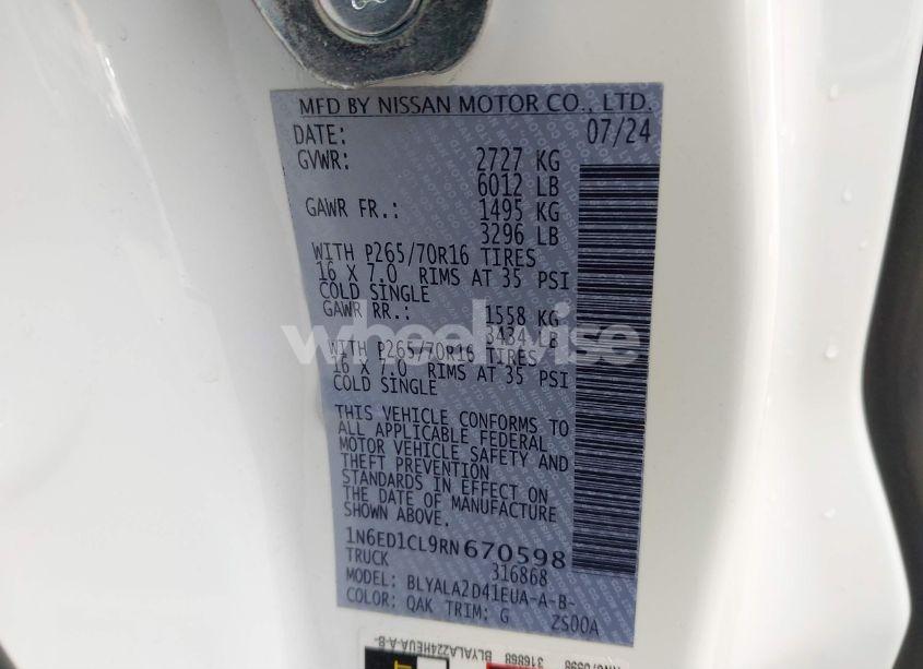 Photo 9 of 2024 Nissan Frontier KING CAB S 4X2 (VIN 1N6ED1CL9RN670598)