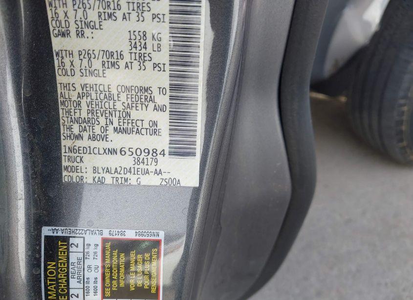 Photo 9 of 2022 Nissan Frontier KING CAB S 4X2 (VIN 1N6ED1CLXNN650984)