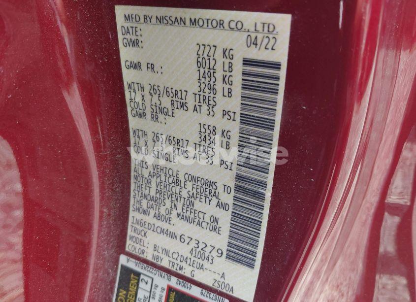 Photo 9 of 2022 Nissan Frontier KING CAB SV 4X4 (VIN 1N6ED1CM4NN673279)