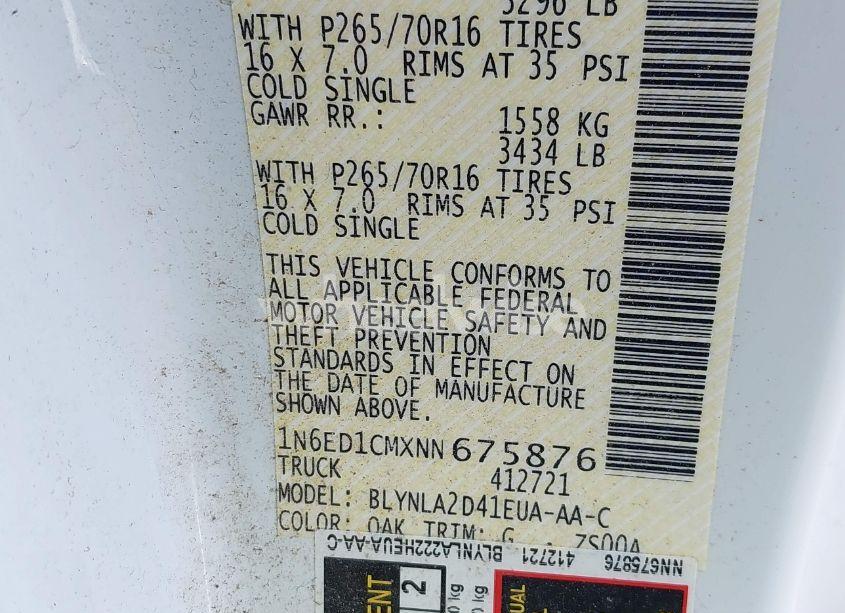 Photo 9 of 2022 Nissan Frontier KING CAB S 4X4 (VIN 1N6ED1CMXNN675876)