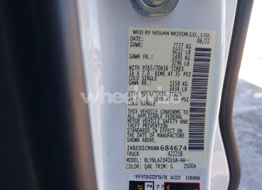 Photo 9 of 2022 Nissan Frontier KING CAB S 4X4 (VIN 1N6ED1CMXNN684674)