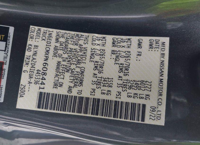 Photo 9 of 2023 Nissan Frontier S 4X4 (VIN 1N6ED1CMXPN608441)