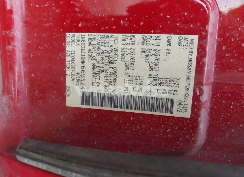 Photo 9 of 2022 Nissan Frontier SV 4X2 (VIN 1N6ED1EJ0NN669524)