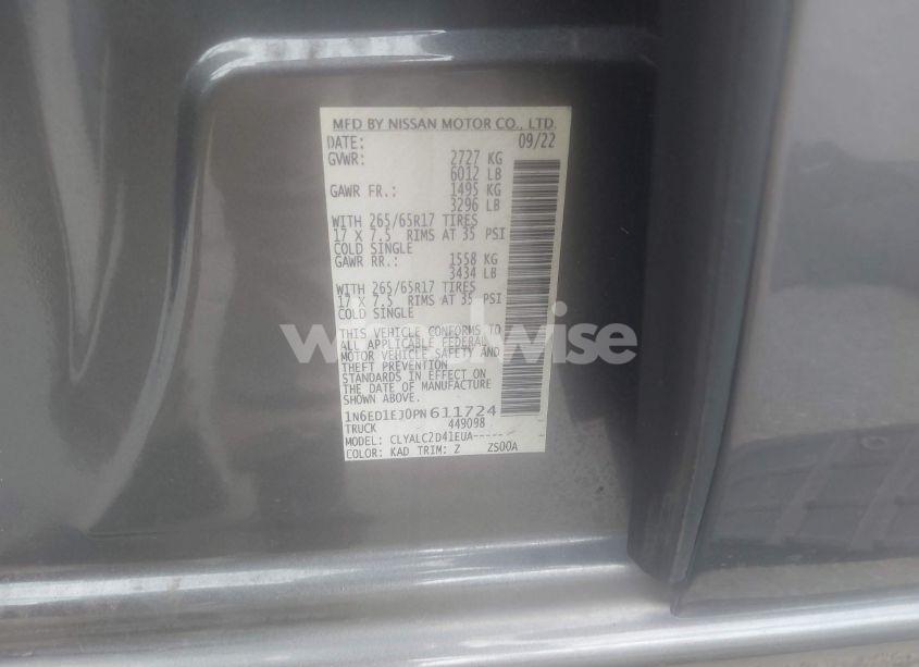 Photo 9 of 2023 Nissan Frontier SV 4X2 (VIN 1N6ED1EJ0PN611724)