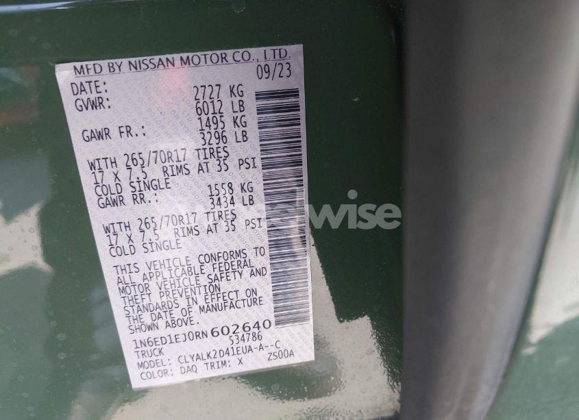 Photo 9 of 2024 Nissan Frontier PRO-X 4X2 (VIN 1N6ED1EJ0RN602640)