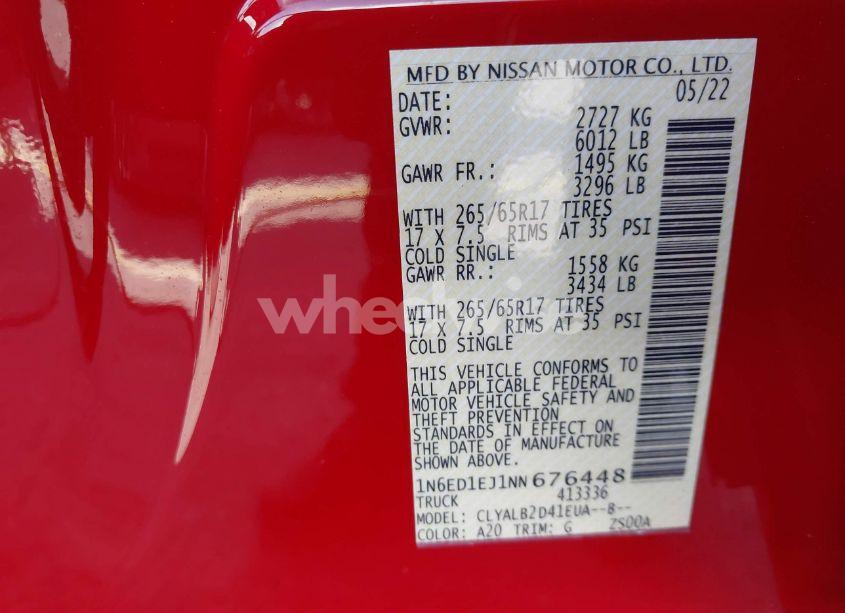 Photo 9 of 2022 Nissan Frontier SV 4X2 (VIN 1N6ED1EJ1NN676448)