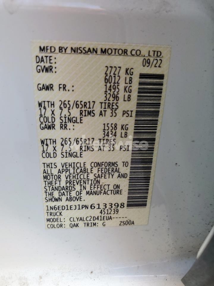 Photo 12 of 2023 NISSAN FRONTIER S N/A (VIN 1N6ED1EJ1PN613398)