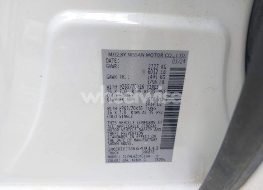 Photo 9 of 2024 Nissan Frontier S 4X2 (VIN 1N6ED1EJ1RN649143)