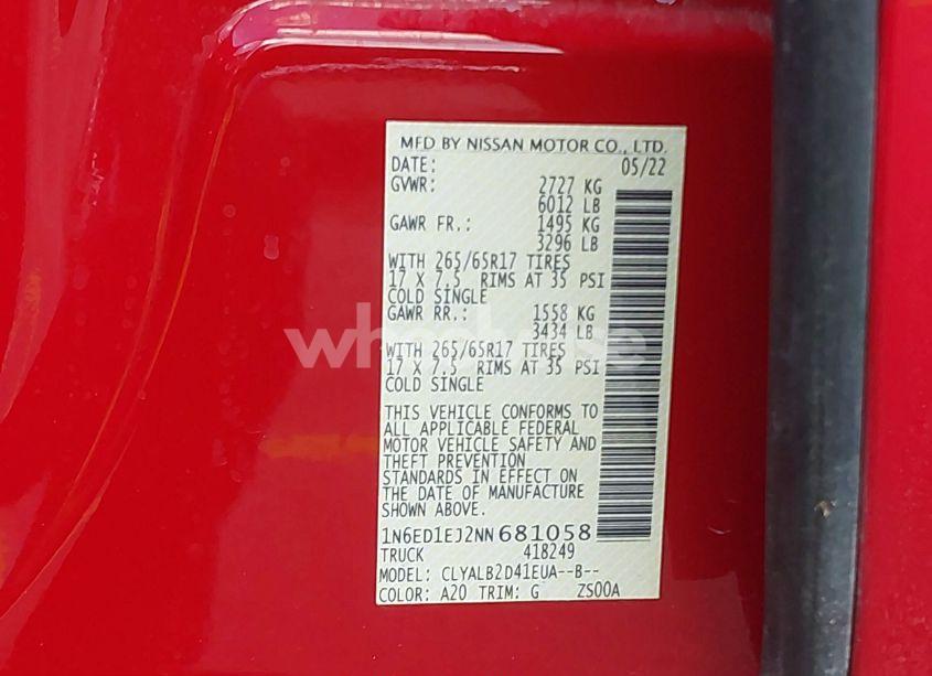 Photo 9 of 2022 Nissan Frontier (VIN 1N6ED1EJ2NN681058)