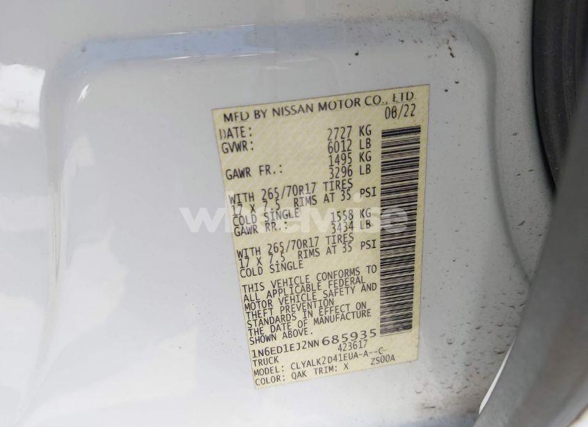 Photo 9 of 2022 Nissan Frontier PRO-X 4X2 (VIN 1N6ED1EJ2NN685935)