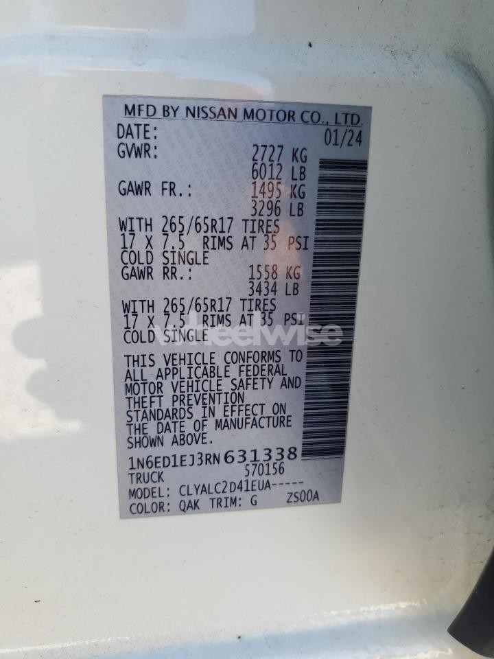 Photo 12 of 2024 NISSAN FRONTIER S (VIN 1N6ED1EJ3RN631338)