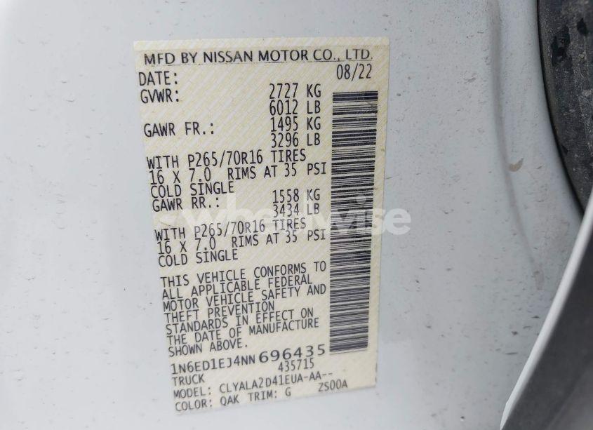 Photo 9 of 2022 Nissan Frontier S 4X2 (VIN 1N6ED1EJ4NN696435)