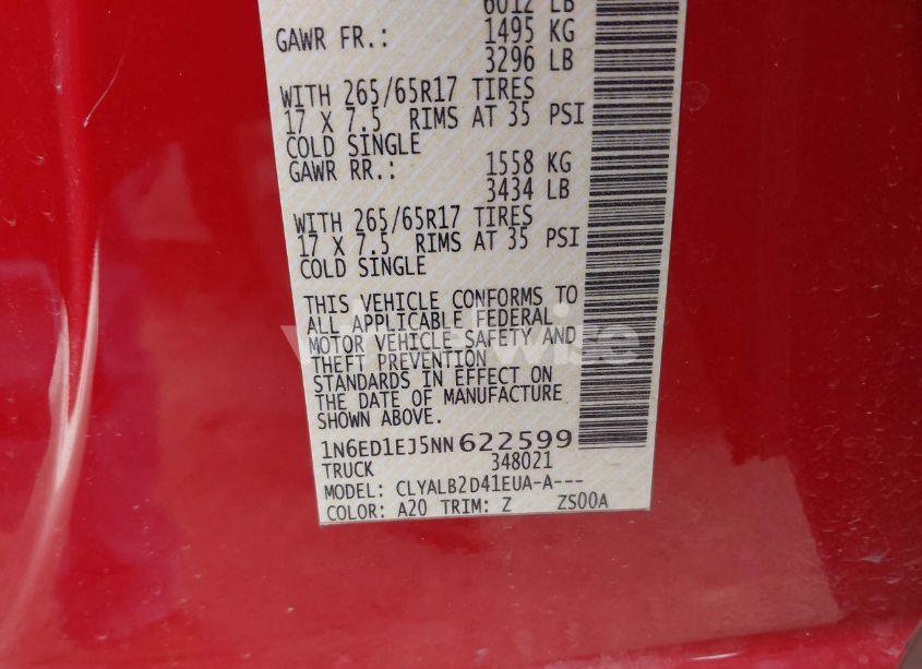 Photo 9 of 2022 Nissan Frontier SV 4X2 (VIN 1N6ED1EJ5NN622599)