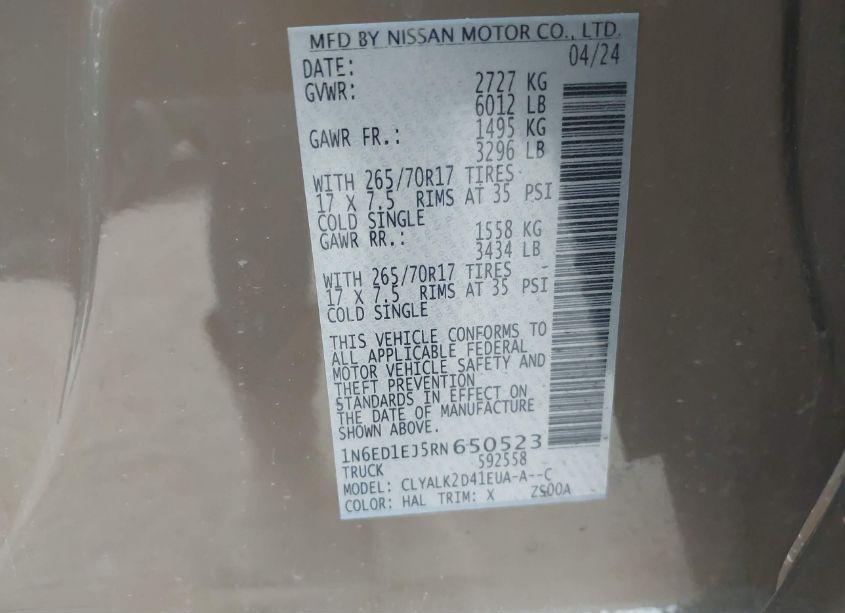 Photo 9 of 2024 Nissan Frontier N/A (VIN 1N6ED1EJ5RN650523)