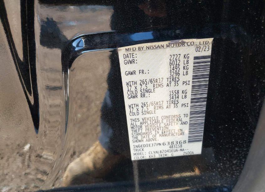 Photo 9 of 2023 Nissan Frontier SV 4X2 (VIN 1N6ED1EJ7PN638368)