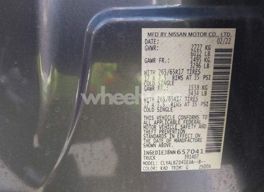 Photo 9 of 2022 Nissan Frontier SV 4X2 (VIN 1N6ED1EJ8NN657041)