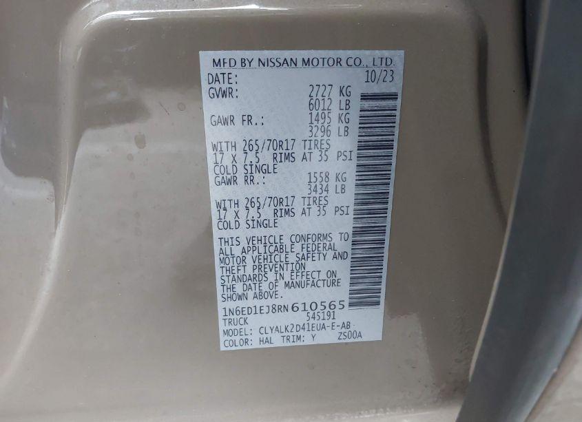 Photo 9 of 2024 Nissan Frontier PRO-X 4X2 (VIN 1N6ED1EJ8RN610565)