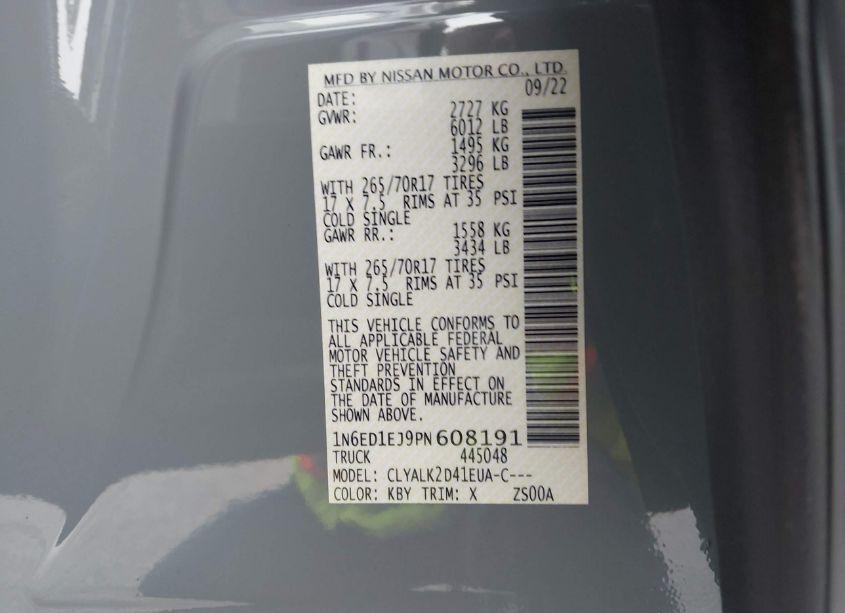 Photo 9 of 2023 Nissan Frontier PRO-X 4X2 (VIN 1N6ED1EJ9PN608191)