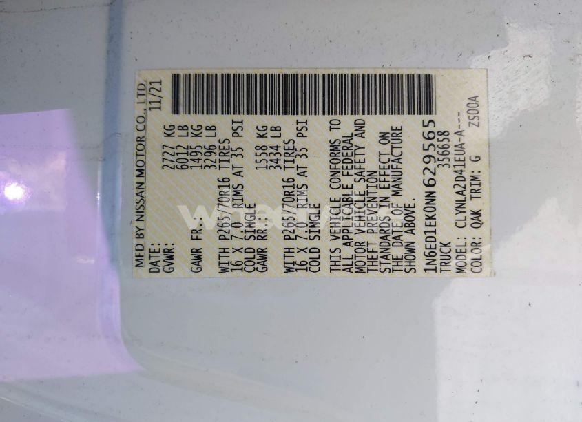 Photo 9 of 2022 Nissan Frontier S 4X4 (VIN 1N6ED1EK0NN629565)