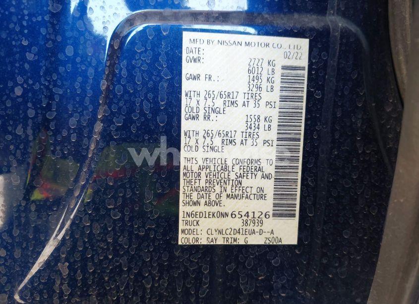 Photo 9 of 2022 Nissan Frontier SV 4X4 (VIN 1N6ED1EK0NN654126)