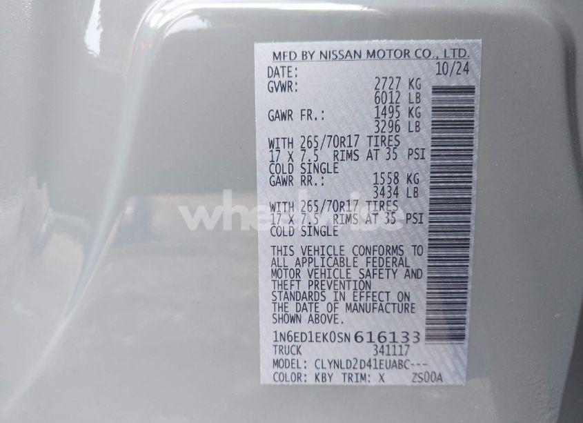 Photo 9 of 2025 Nissan Frontier PRO-4X 4X4 (VIN 1N6ED1EK0SN616133)