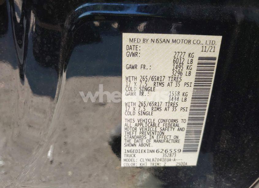 Photo 9 of 2022 Nissan Frontier SV 4X4 (VIN 1N6ED1EK1NN626559)