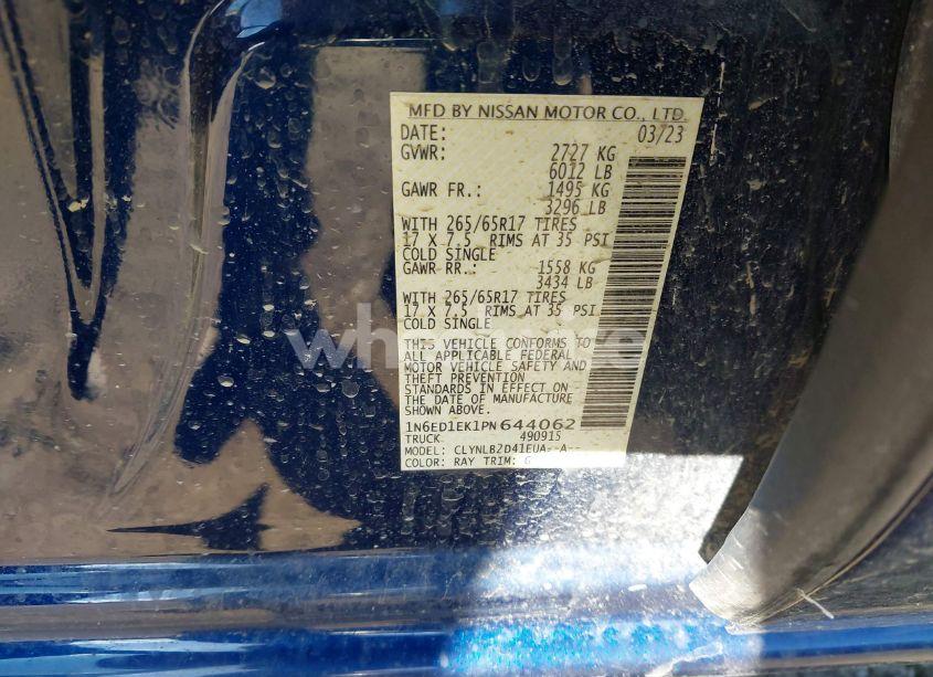 Photo 9 of 2023 Nissan Frontier SV 4X4 (VIN 1N6ED1EK1PN644062)