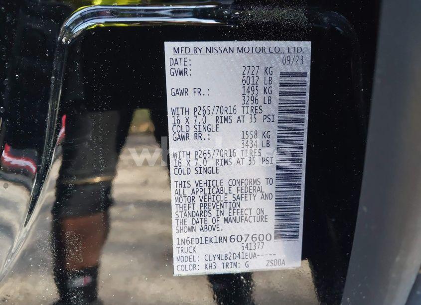 Photo 9 of 2024 Nissan Frontier SV 4X4 (VIN 1N6ED1EK1RN607600)